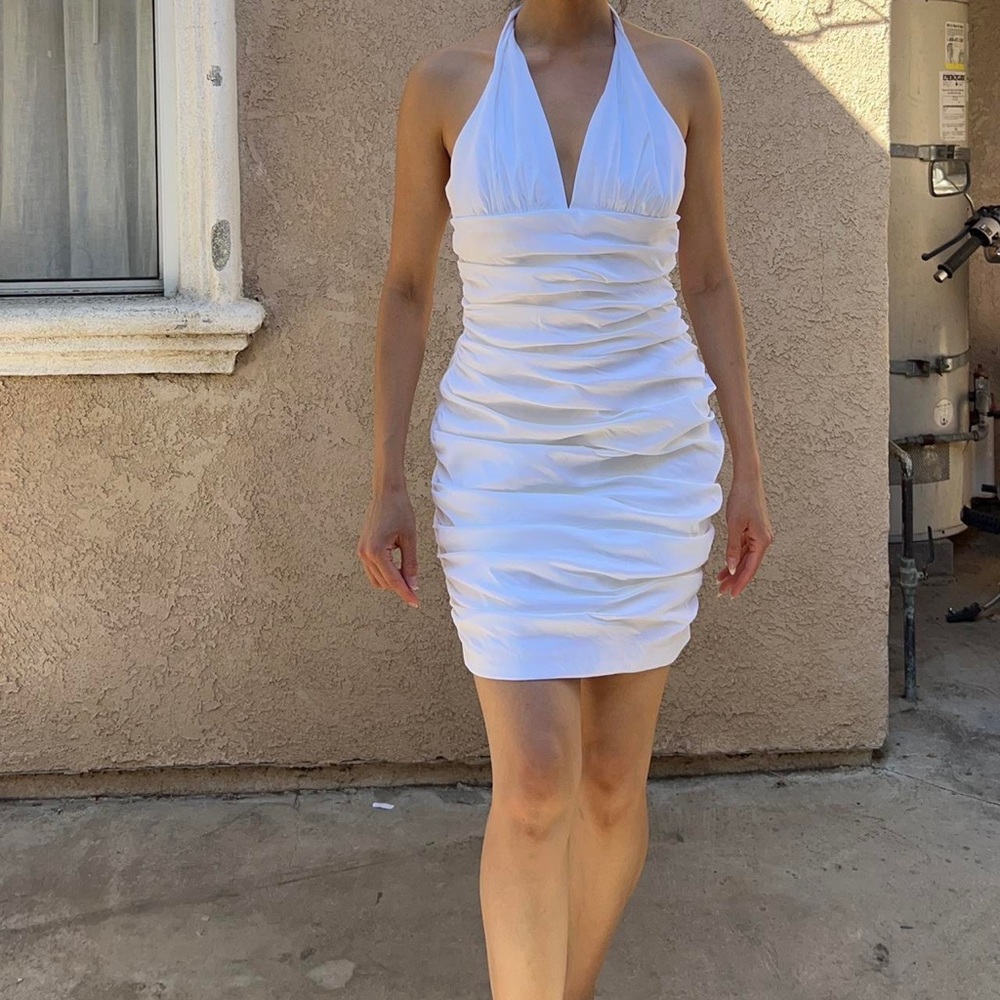 Jessica McClintock white halter mini dress